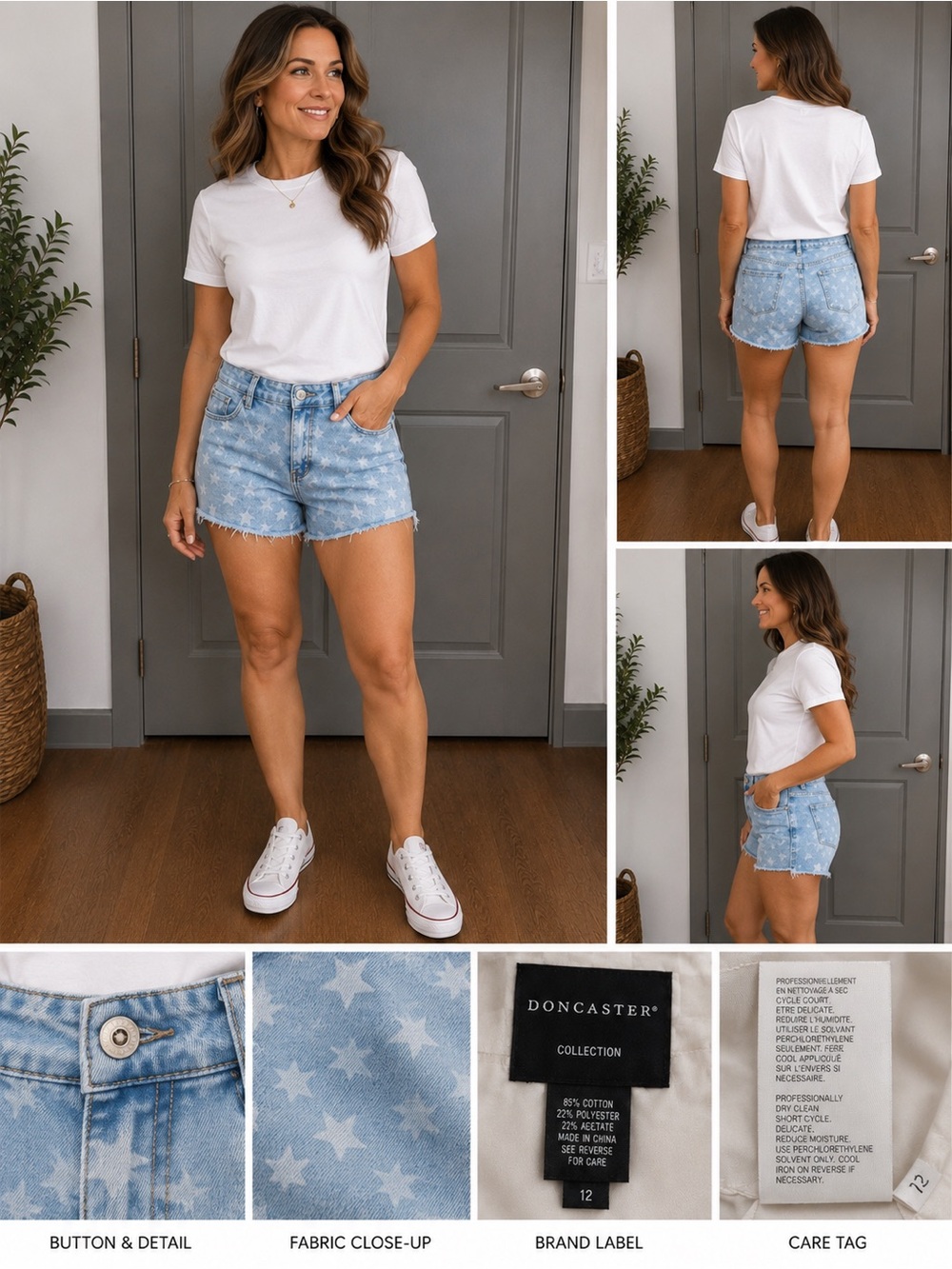 Judy Blue Light Blue Star Print Denim Shorts